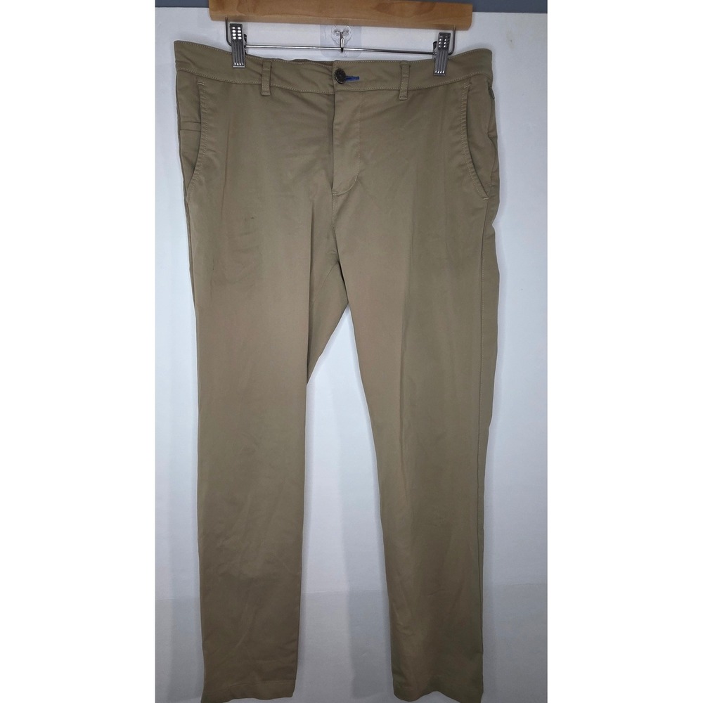 Twillory Performance Pants Mens 34x32 Trim Fit Khaki Tan Flat Front Chinos